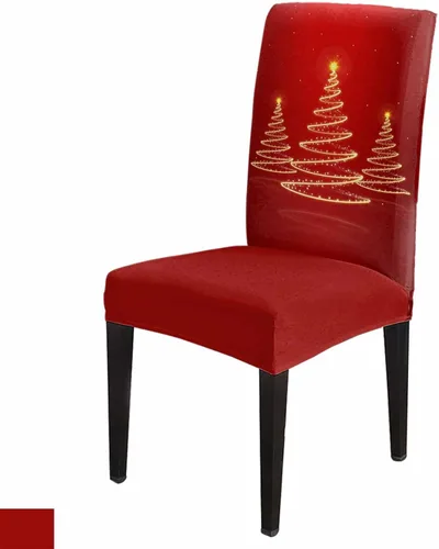 Vista 12 de Funda para silla de comedor, diseño de árbol de Navidad, leopardo, rojo, verde, negro, blanco, copos de nieve, protector para silla de invierno
