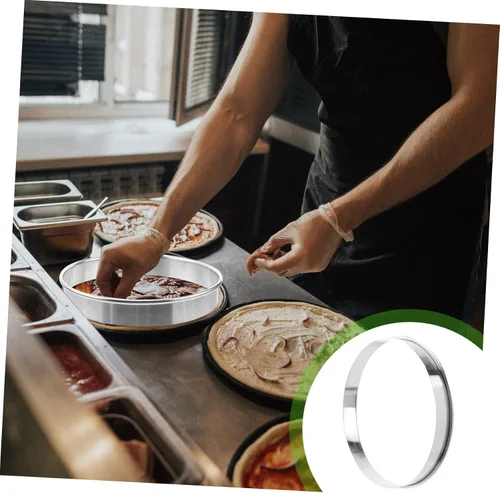Vista 8 de BESTonZON Anillo de cocina para salsa de pizza de 6.88 pulgadas, herramienta para hornear de acero inoxidable con borde profundo para untar salsa
