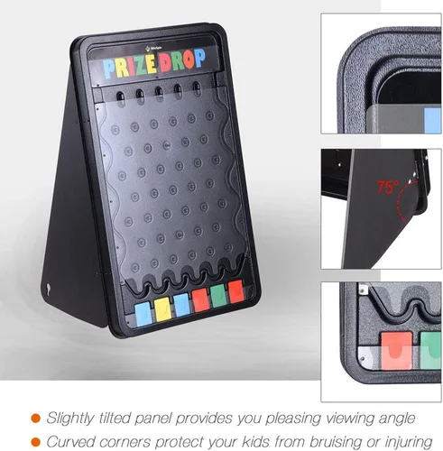 Vista 2 de WinSpin tablero de premios plegable de 30" con soporte en forma de disco, juego de caída de discos personalizable de 6 ranuras con 10 discos