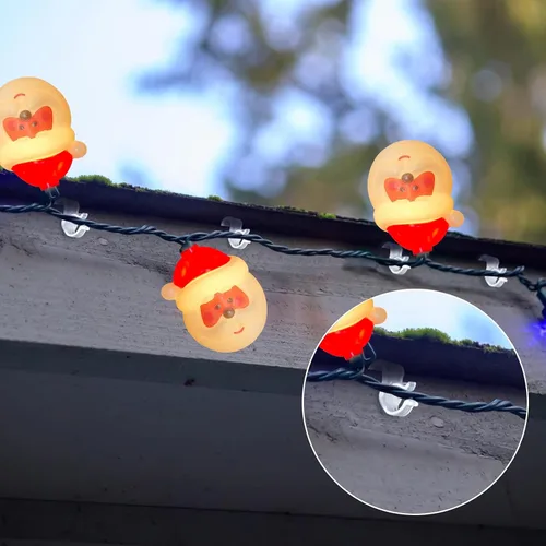 Vista 7 de Paquete de 100 clips para luces navideñas, clips para luces de Navidad para exteriores, gancho para canalones para decoración navideña de interiores