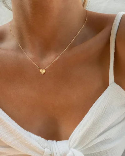 Vista 4 de Collares de corazón para mujer, delicado collar de oro de 14 quilates, collar de corazón de plata, gargantilla simple para mujer, joyería de moda