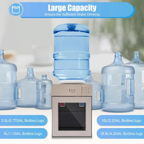 Vista 3 de Dispensador de enfriador de agua para encimera, enfriador de agua fría caliente para botella de 3 a 5 galones, jarra de agua con 3 ajustes