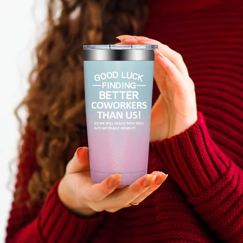 Vista 6 de Grifarny Regalos de despedida para mujeres – Vaso de despedida para compañeros de trabajo – Vaso de buena suerte para encontrar mejores compañeros