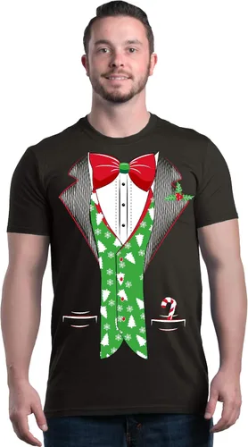 Vista 2 de shop4ever Disfraz de Navidad de esmoquin con chaleco para árbol de Navidad, camisas navideñas
