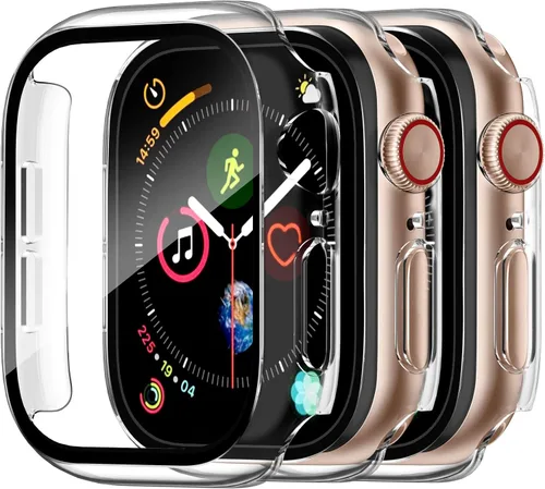 Vista 12 de Charlam - Funda de policarbonato duro compatible con Apple Watch de 38 mm, series 1, 2, 3, protector de pantalla integrado, ultradelgada, cobertura