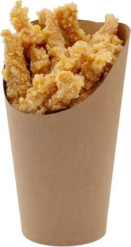 Vista 22 de Restaurantware Bio Tek - Recipientes de papas fritas de 12 onzas, 100 tazas desechables de charcutería, diseño inclinado, redondo, a rayas