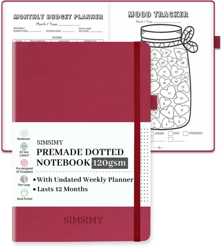 Vista 11 de Cuaderno de Diario Punteado Prefabricado con Plantillas de Viñetas, Diario de Puntillado en Rejilla de Puntos Prefabricado con Planificador Semanal