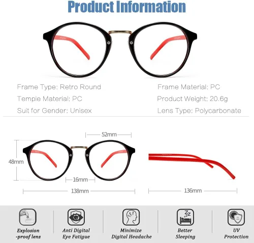 Vista 6 de Cyxus Lentes de luz azul - Lentes antiluz azul y antirreflejos para mujeres y hombres
