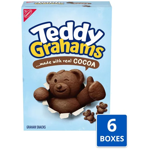 Vista 4 de Teddy Grahams Snacks Graham de chocolate, 6 cajas de 10 onzas