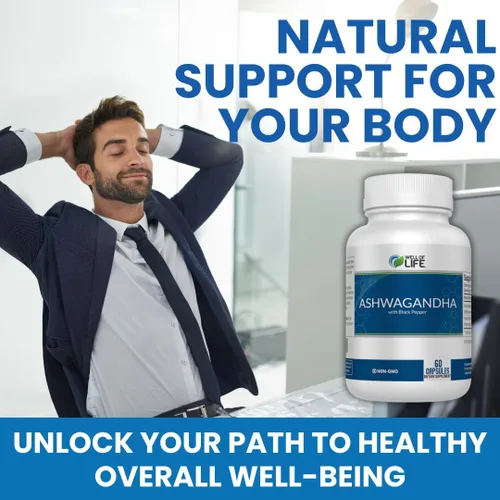 Vista 2 de Well of Life Ashwagandha Suplementos 1300mg por porción – con extracto de pimienta negra para calma, concentración y apoyo para dormir 60 cápsulas