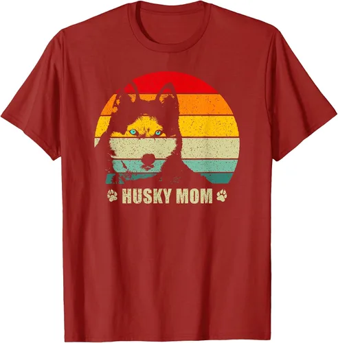 Vista 16 de Husky Mom Retro Dog Lover Mother Siberian Huskies Tee Women T-Shirt Asphalt Grey