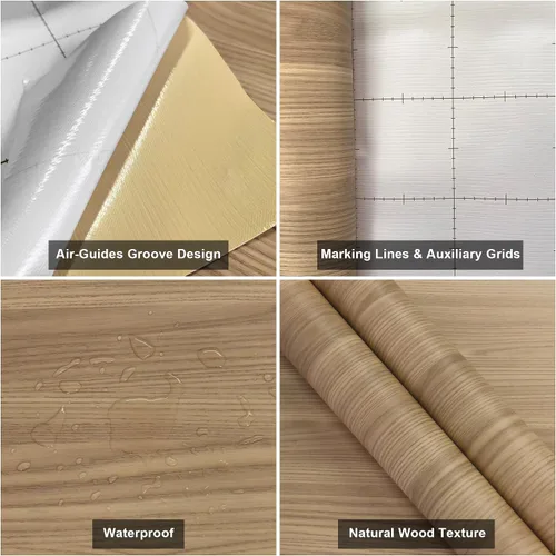 Vista 2 de Papel tapiz autoadhesivo de roble marrón natural BL258-40-3