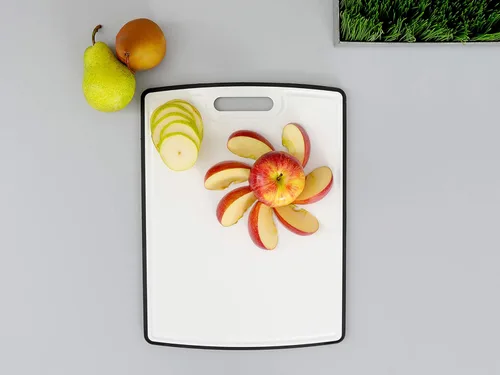 Vista 6 de Dexas PolyDuO - Tabla de cortar reversible, 8.5 x 11 pulgadas, granito blanco y medianoche