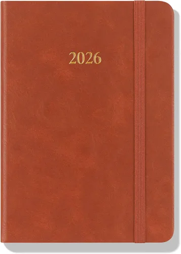 Vista 2 de Wykeham's Agenda diaria ejecutiva 2026 – Días festivos y formato – Personalización disponible (marrón, 6 x 4.5 pulgadas)