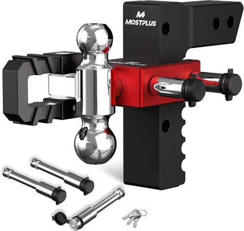 Vista 18 de MOSTPLUS Enganche de remolque de aluminio compatible con receptor de 2 pulgadas, 2 bolas con bolas de 2 pulgadas y 2-5/16 pulgadas, altura ajustable