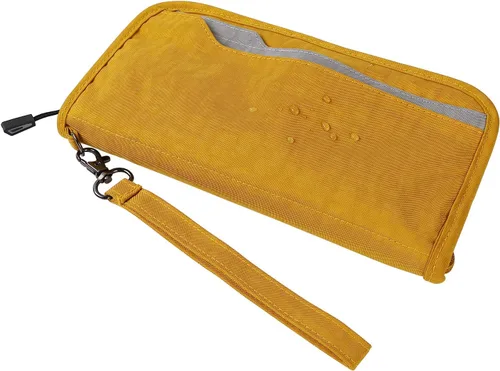 Vista 5 de ZOPPEN Cartera de viaje RFID y organizador de documentos con cremallera con correa de muñeca extraíble, Cartera RFID