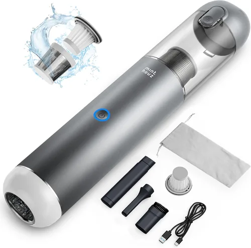 Vista 10 de Minthouz Aspiradora de Coche - Aspiradora de Mano Inalámbrica de 17000Pa/120W con Soplador y 2 Filtros, Aspiradora Recargable Ultra Ligera de Mano