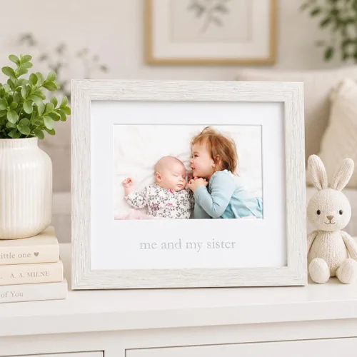 Vista 8 de Kate & Milo Rustic Me & My Sister - Marco para hermanos, regalo ideal para hermana pequeña o mayor, decoración de cuarto de bebé neutral para género
