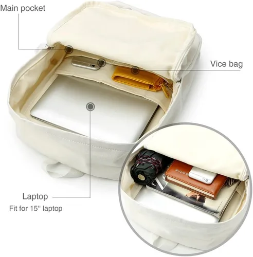 Vista 4 de Mochila de lona unisex para bricolaje (blanco 02), Beige, Mochila de lona DIY