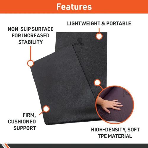 Vista 5 de Body Sport Esterilla de yoga, superficie antideslizante de alta densidad con absorción de golpes, ideal para yoga, pilates y entrenamientos en casa