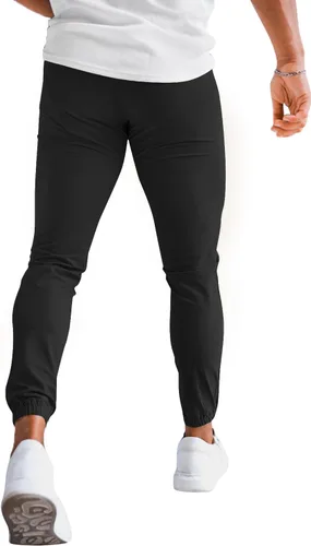 Vista 2 de GINGTTO Pantalones deportivos casuales de sarga para hombre, de nailon, con entrepierna elástica de 28 pulgadas