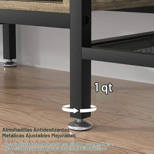 Vista 5 de VECELO Soporte de TV Industrial para Televisión de 65 Pulgadas, Gabinete Consola de 3 Niveles con Estantes de Almacenamiento Abiertos, Centro