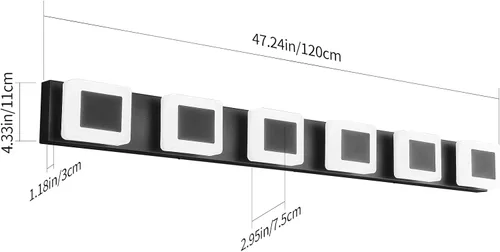 Vista 6 de 6 luces LED de baño sobre espejo negro acrílico moderno luces de tocador regulables luz de pared baño tocador accesorios