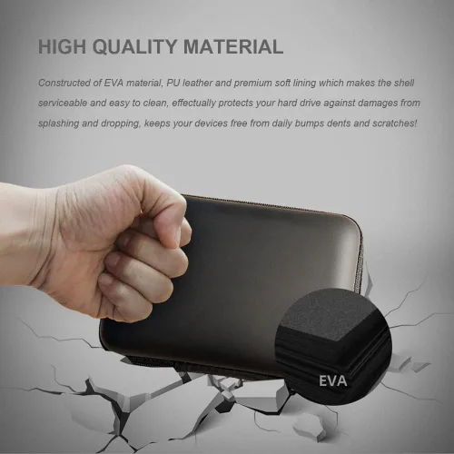 Vista 5 de Estuche de transporte para disco duro, bolsa organizadora de almacenamiento, bolsa de transporte universal multiusos compatible con Western Digital