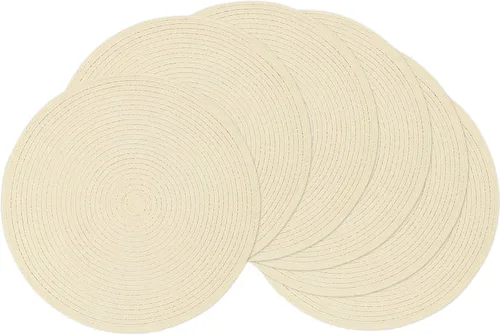 Vista 111 de SHACOS Juego de 4 manteles individuales redondos lavables de 15 pulgadas, de algodón, poliéster, trenzados, para mesa de comedor, boda, decoración