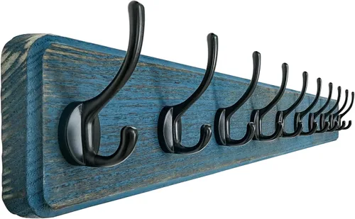 Vista 23 de Dseap Perchero de Pared: Moderno, Patentado, Resistente, 17.4" de Largo, Riel Colgador de Madera con 5 Ganchos Dobles para Abrigos de Invierno, Negro