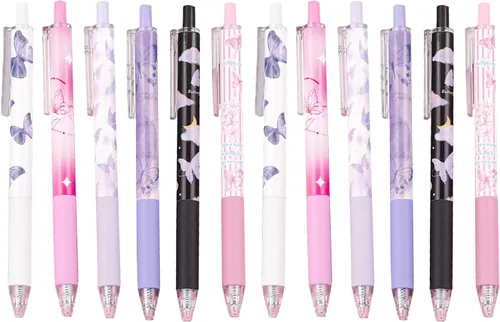 Vista 25 de 8 bolígrafos retráctiles lindos y estéticos, bolígrafos de gel con tinta para escribir con punta fina suave de 0,5 mm, bolígrafos de impresión