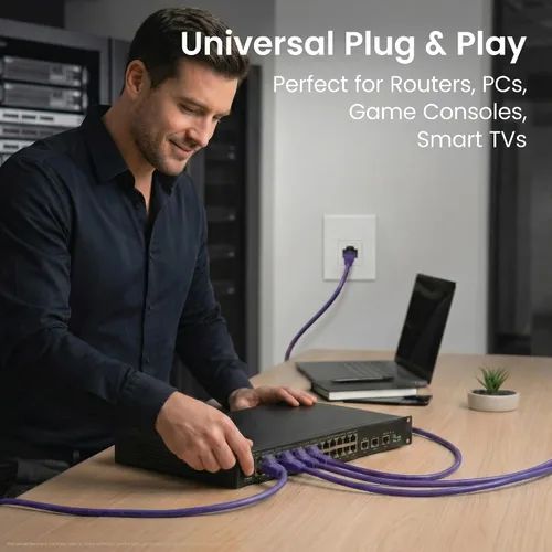 Vista 8 de GEARit Cable de conexión Ethernet Cat 6 de 5 pies, color morado (paquete de 10), cables de conexión Cat6 de 5 pies, cable de conexión