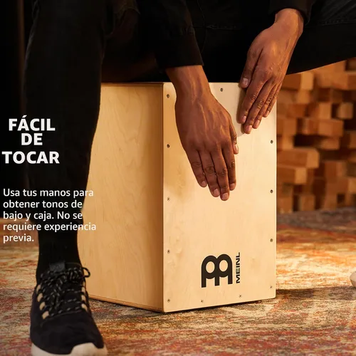 Vista 3 de Meinl Cajón Tambor, Tamaño Completo con Cuerdas Internas de Metal para Efecto de Caja Ajustable, Madera de Abedul, HCAJ1NT Natural