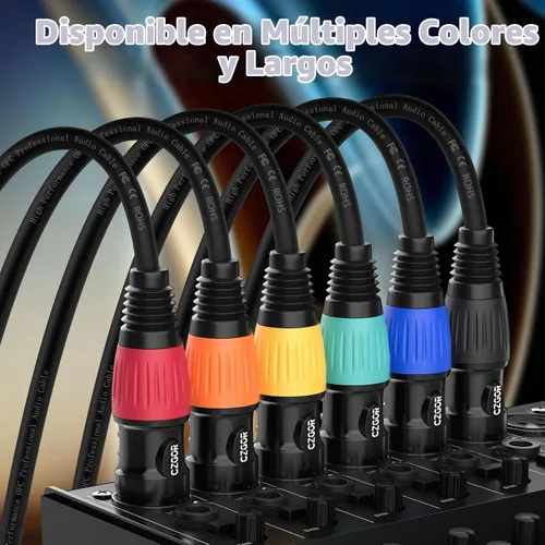Vista 6 de Cable DMX de 10 pies, 6 unidades, cables flexibles XLR chapados en 6