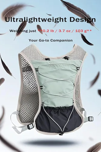 Vista 2 de Hydration Running Vest for Women Men, Water Vest Backpack 2L, Lightweight Hydration Pack Water Backpack for Hiking, Trail Marathon Race