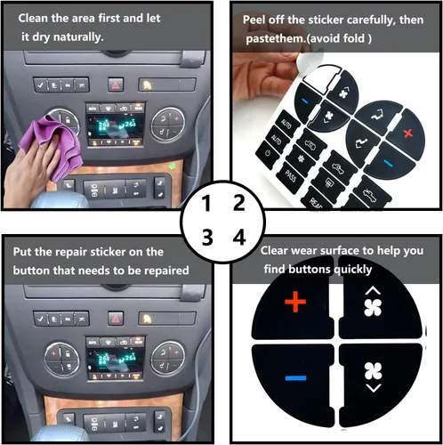 Vista 5 de 2 Paquetes Kit de Reparación de Botones del Tablero de CA Calcomanías Adhesivas - Compatible con Chevy, para Reparar Botones de Control de A/C
