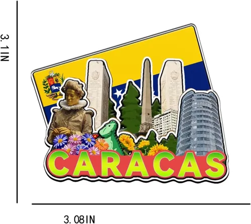 Vista 3 de Caracas Venezuela imán imán de madera 3D monumentos de viaje coleccionables, recuerdos decorativos hechos a mano -2143