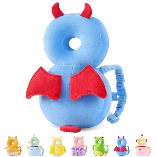 Vista 13 de JunNeng - Mochila protectora de cabeza de bebé para caminar y gatear, pingüino blanco Protector de cabeza suave, transpirable, ajustable