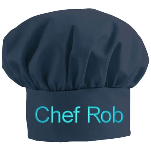 Vista 11 de Sombrero de chef bordado personalizado 65/35 poliéster/algodón fabricado en los Estados Unidos, Negro