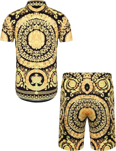 Vista 3 de Daupanzees - Camisa hawaiana de manga corta con botones para hombre