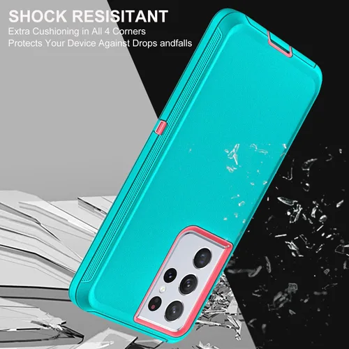 Vista 5 de YKHJKLEC Funda para Samsung Galaxy S21 Ultra, con 2 piezas [protector de pantalla de TPU flexible autorreparable y protector de lente de cámara]