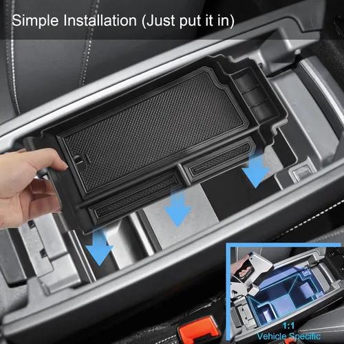Vista 7 de Organizador de reposabrazos 2021-2024 2025 para Nissan Rogue (S/SV/SL/Platinum/Rock Creek), organizador de consola central de plástico ABS y goma