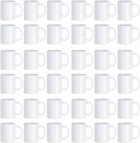 Vista 2 de PYD Life Tazas de sublimación en blanco de 11 onzas, tazas de café a granel, tazas de fotos de cerámica blanca al por mayor para Cricut Mug Press