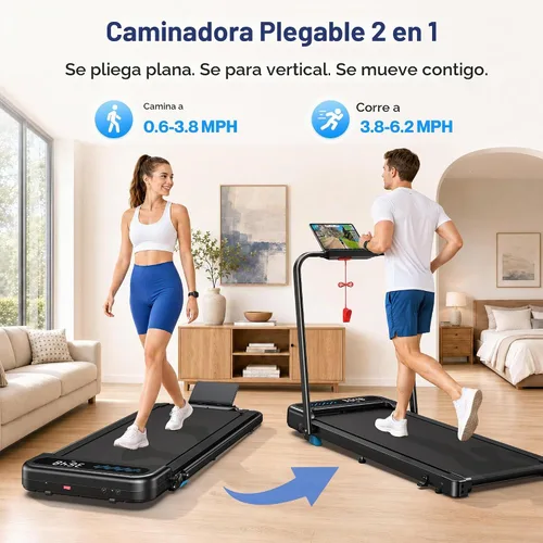Vista 8 de Cardirun Almohadilla para caminar con 10% de inclinación, 4 en 1 plegable caminadora con barra de mango para espacios pequeños en el hogar, 3.0 HP