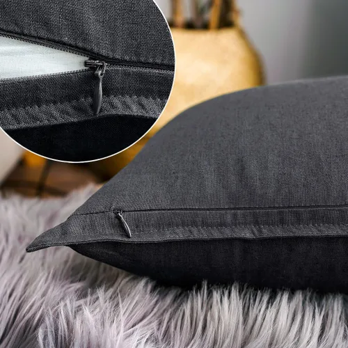 Vista 32 de Jeanerlor Funda de almohada decorativa de lino y algodón sólido de 18 x 18 pulgadas con cremallera, funda de cojín europea, funda de almohada