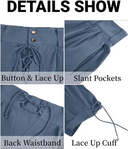 Vista 5 de Gafeng Pantalones piratas medievales para hombre, disfraz de caballero vikingo renacentista, con cordones, pantalones cortos LARP para Halloween