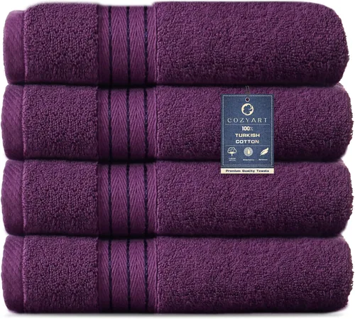 Vista 11 de COZYART - Juego de 6 toallas de baño de algodón turco, color azul claro, suaves, altamente absorbentes y duraderas, 19.17 oz/yd², incluye 2 toallas