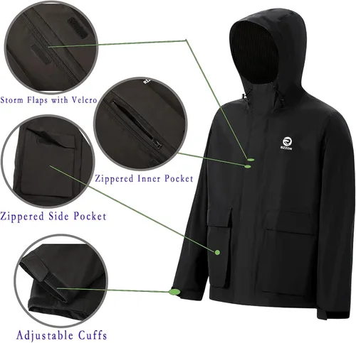 Vista 2 de Rizzon Traje de lluvia de pesca para hombre, impermeable, para vela, pantalones con capucha