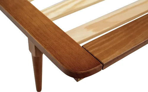 Vista 12 de Walker Edison Moderna plataforma de madera maciza de mediados de siglo, cabecero de cama, estribo, marco de cama, dormitorio, individual, caramelo