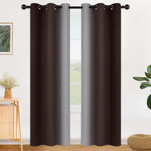 Vista 95 de SimpleHome Cortinas degradadas degradadas para oscurecer la habitación de 36 pulgadas de largo para dormitorio, con ojales y bloqueo de luz Negro